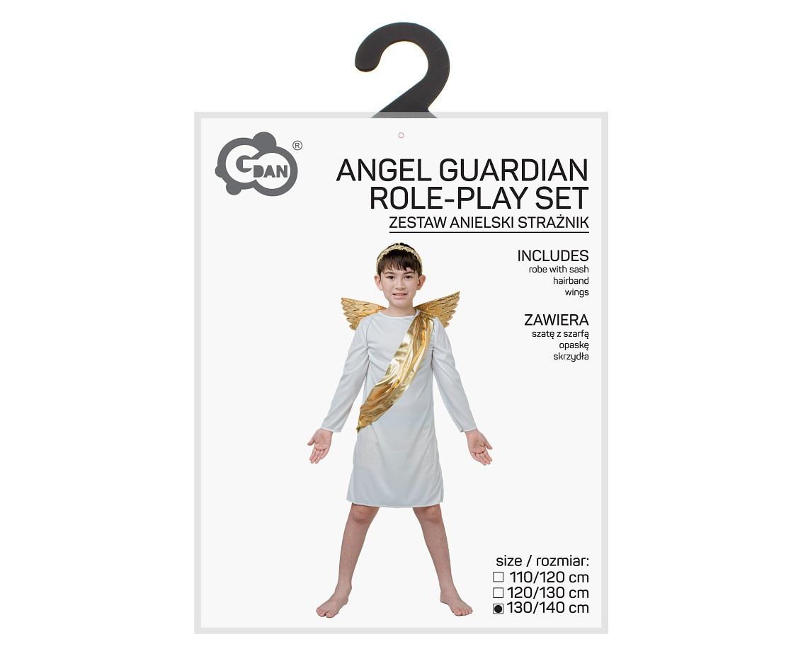 Role play-set for kids Angel Guardian (robe with sash, hairband, wings), size 130/140 cm