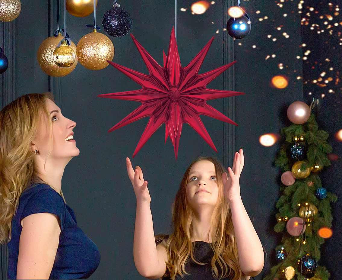 Foil balloon Star 3D red, 50 x 46 cm