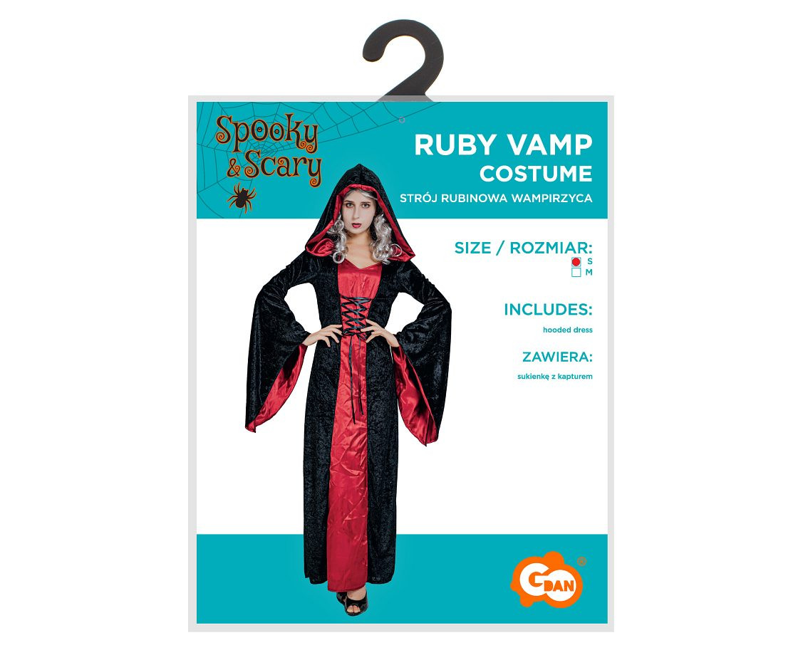 Costume for adult Ruby Vamp (hooded dress), size S