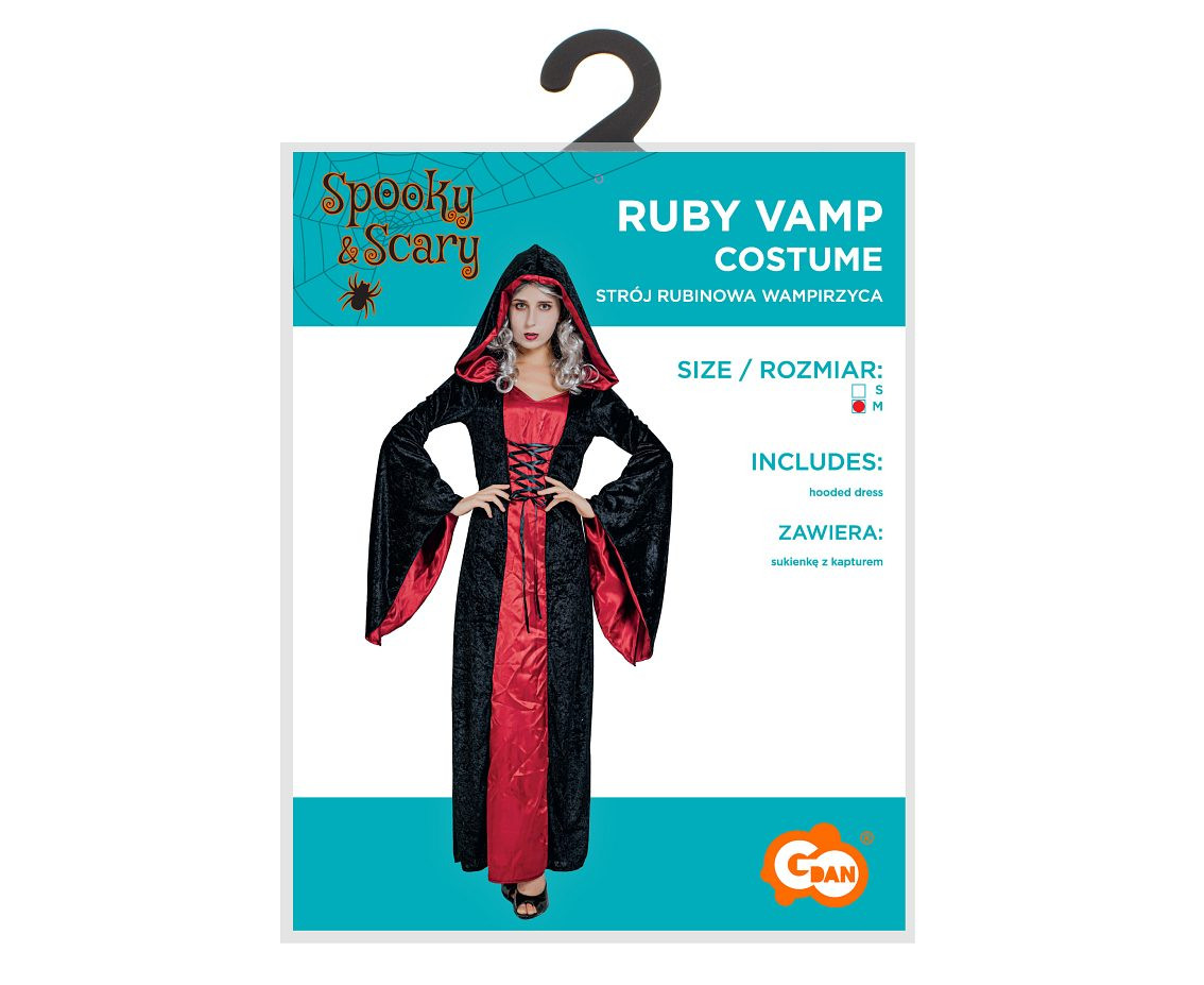 Costume for adult Ruby Vamp (hooded dress), size M