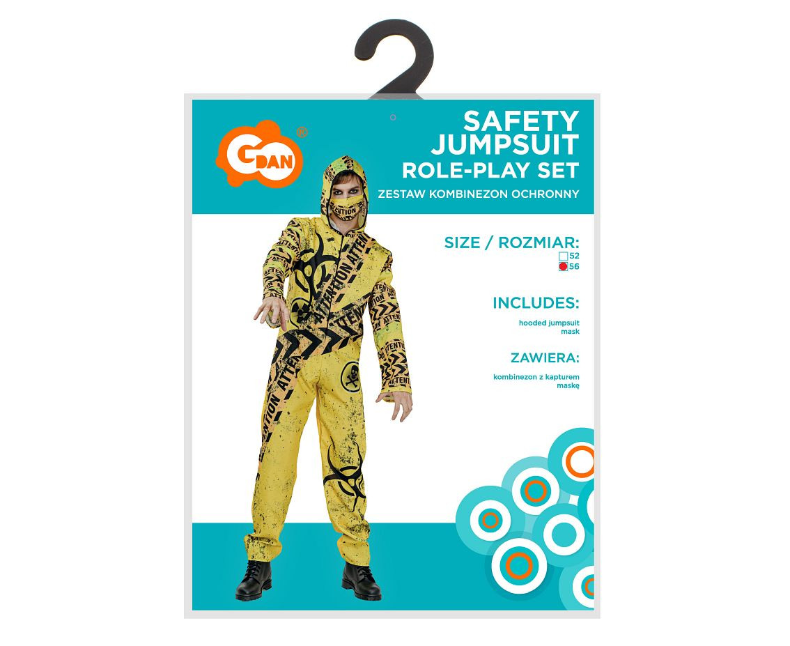 Role play-set for adult Safety Jumpsuit (hooded jumpsuit, mask), size 56 EOL
