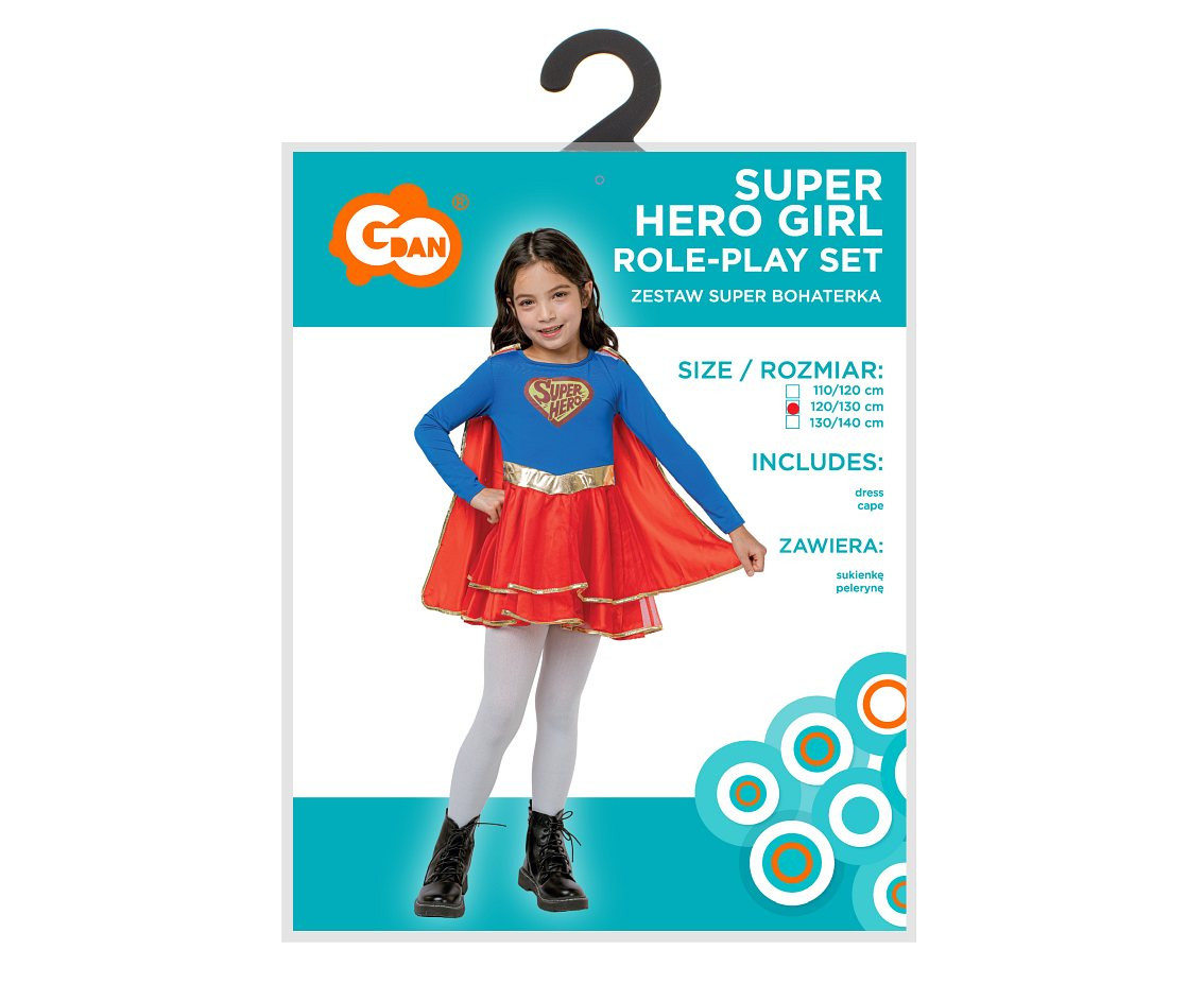 Role play-set for kids Super Hero Girl (dress, cape), size 120/130 cm