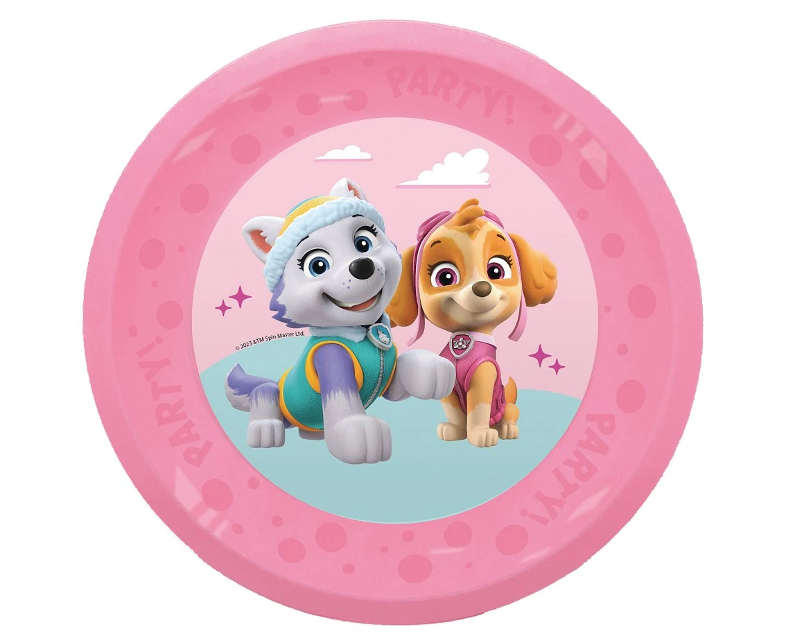 Reusable Plate Paw Patrol Skye and Everest Nickelodeon, pink, 21 cm, 1 pc EOL