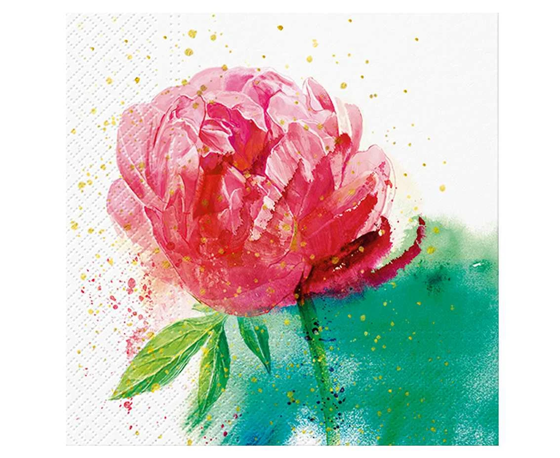 PAW Napkins Peony Watercolor, 33x33 cm, 20 pcs. FSC