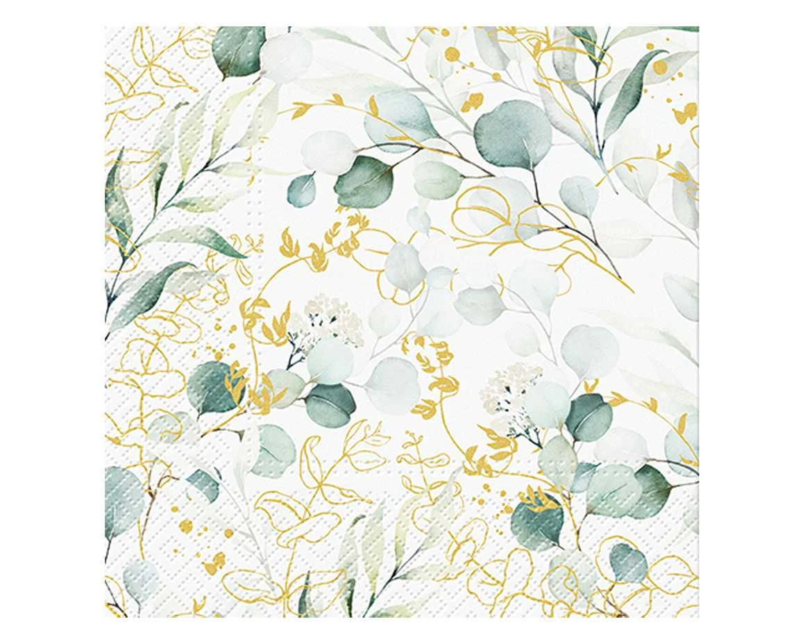 PAW Napkins Golden Eucalyptus, 33x33 cm, 20 pcs, FSC