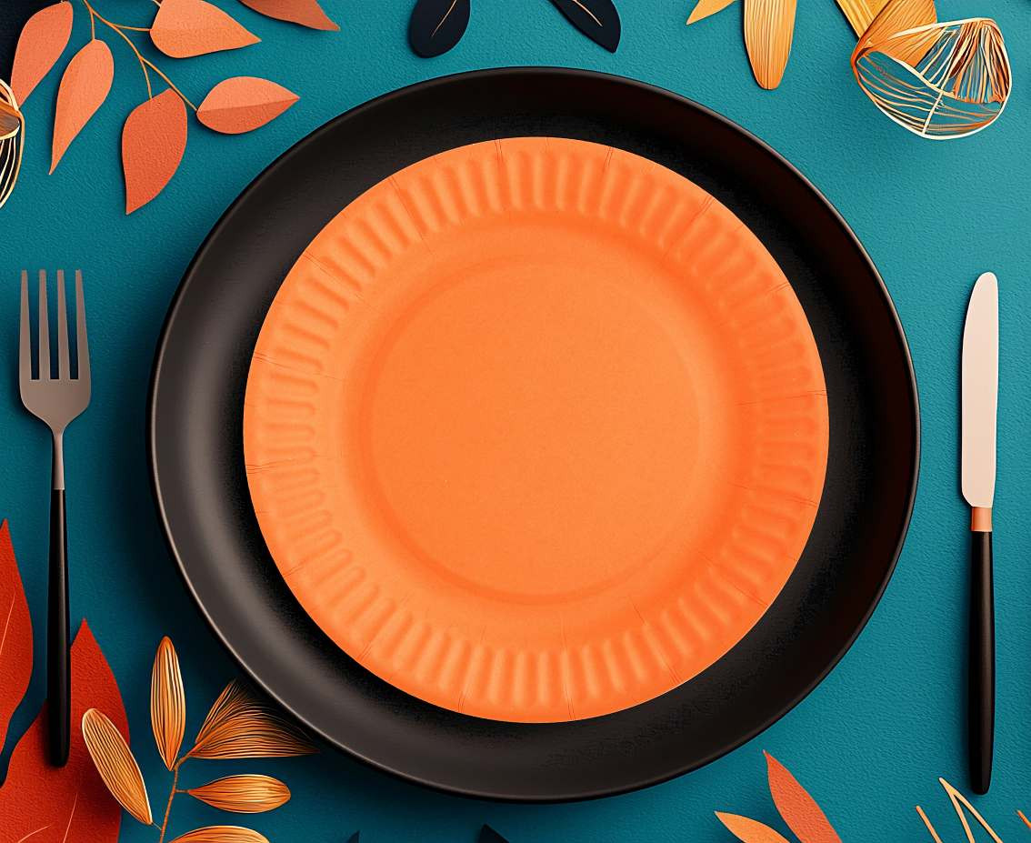 Paper plates, orange, 18 cm, 6 pcs.