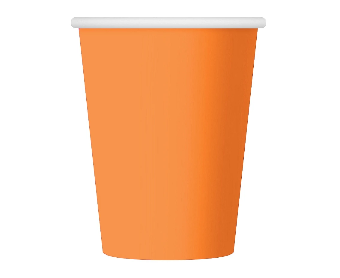 Paper cups, orange, 250 ml, 6 pcs