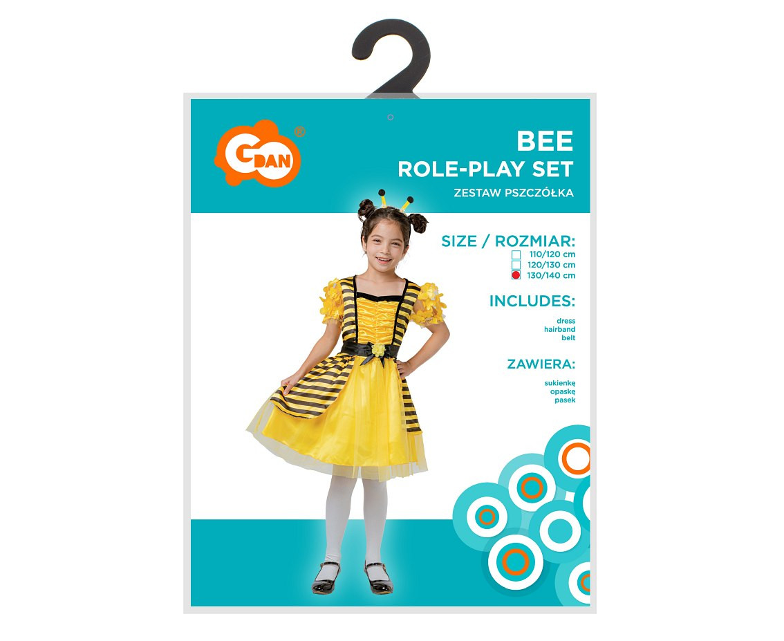 Role play-set for kids Bee (dress, hairband, belt), size 130/140 cm
