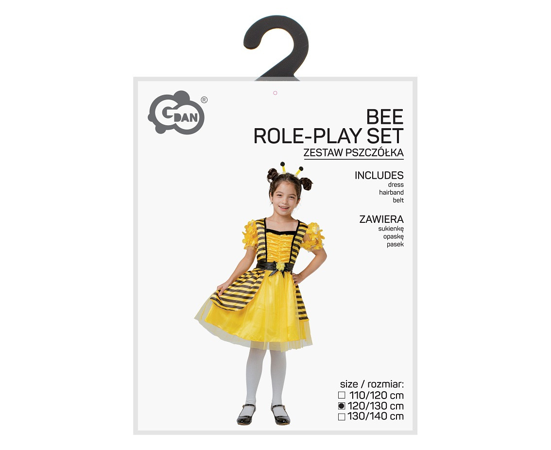 Role play-set for kids Bee (dress, hairband, belt), size 120/130 cm