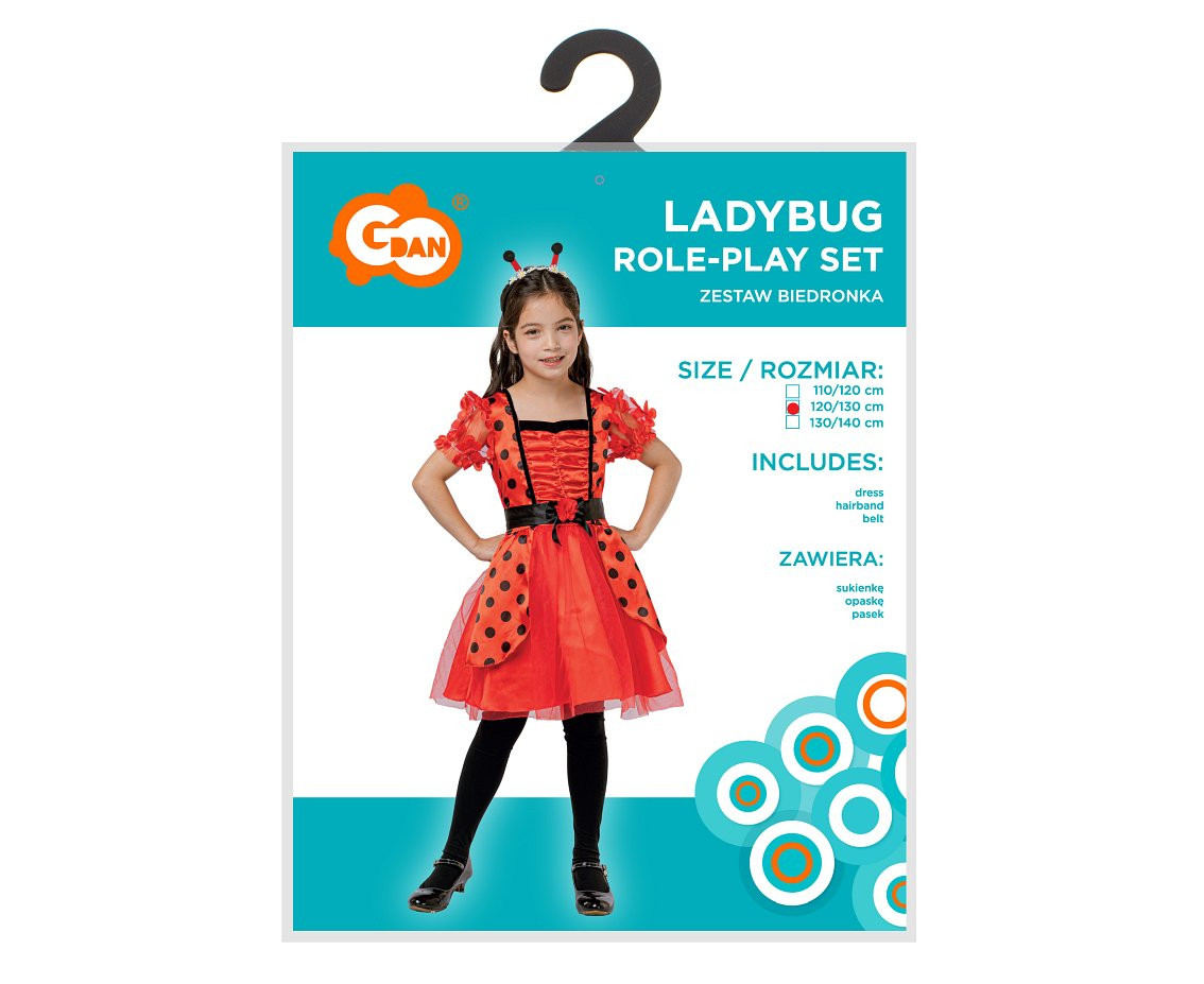 Role play-set for kids Ladybug (dress, hairband, belt), size 120/130 cm