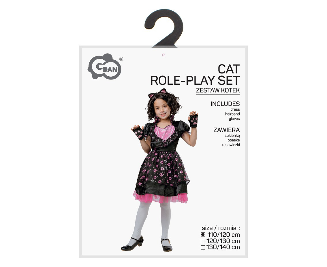 Role play-set for kids Cat (dress, hairband, gloves), size 110/120 cm