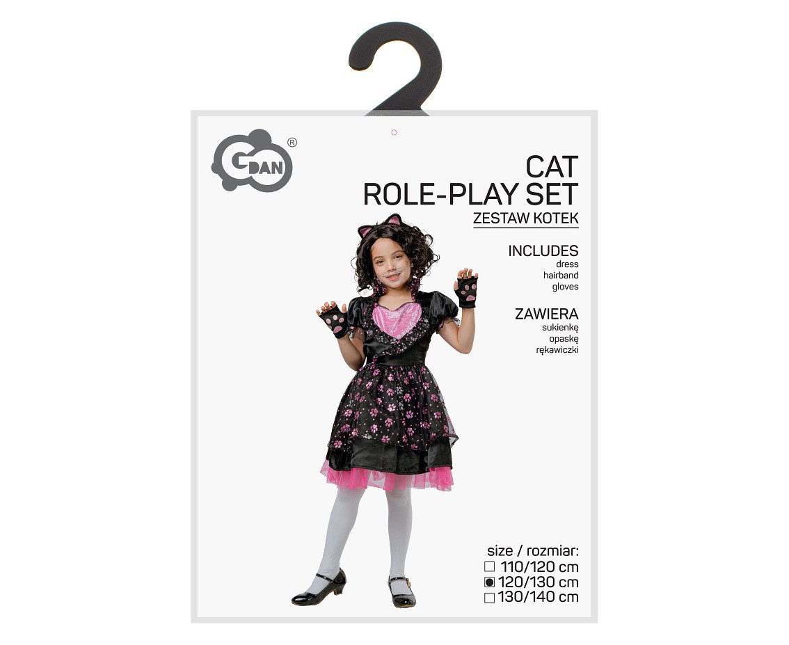 Role play-set for kids Cat (dress, hairband, gloves), size 120/130 cm