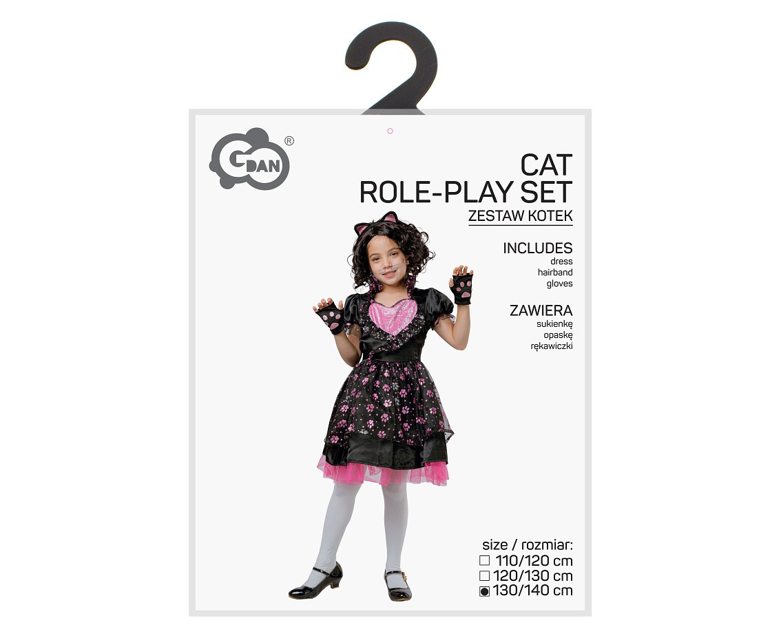 Role play-set for kids Cat (dress, hairband, gloves), size 130/140 cm