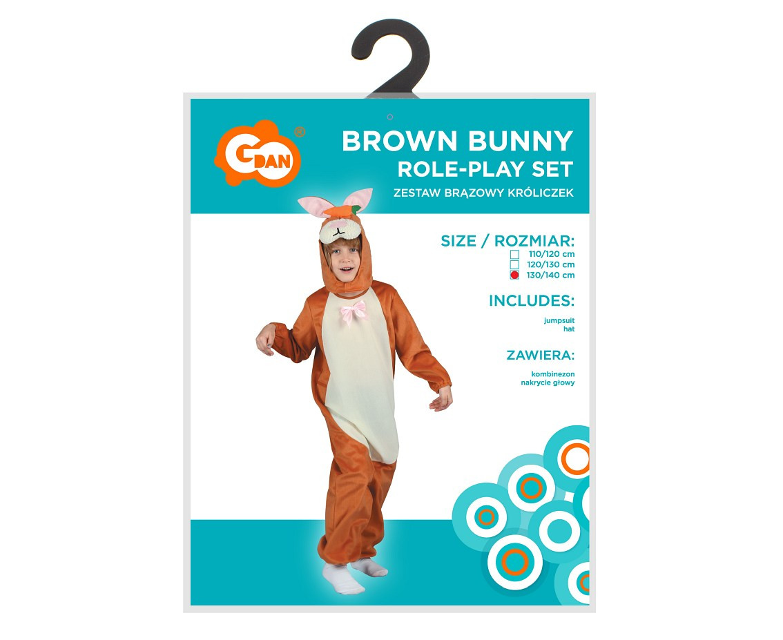 Role play-set for kids Brown Bunny (jumpsuit, hood), size 130/140 cm