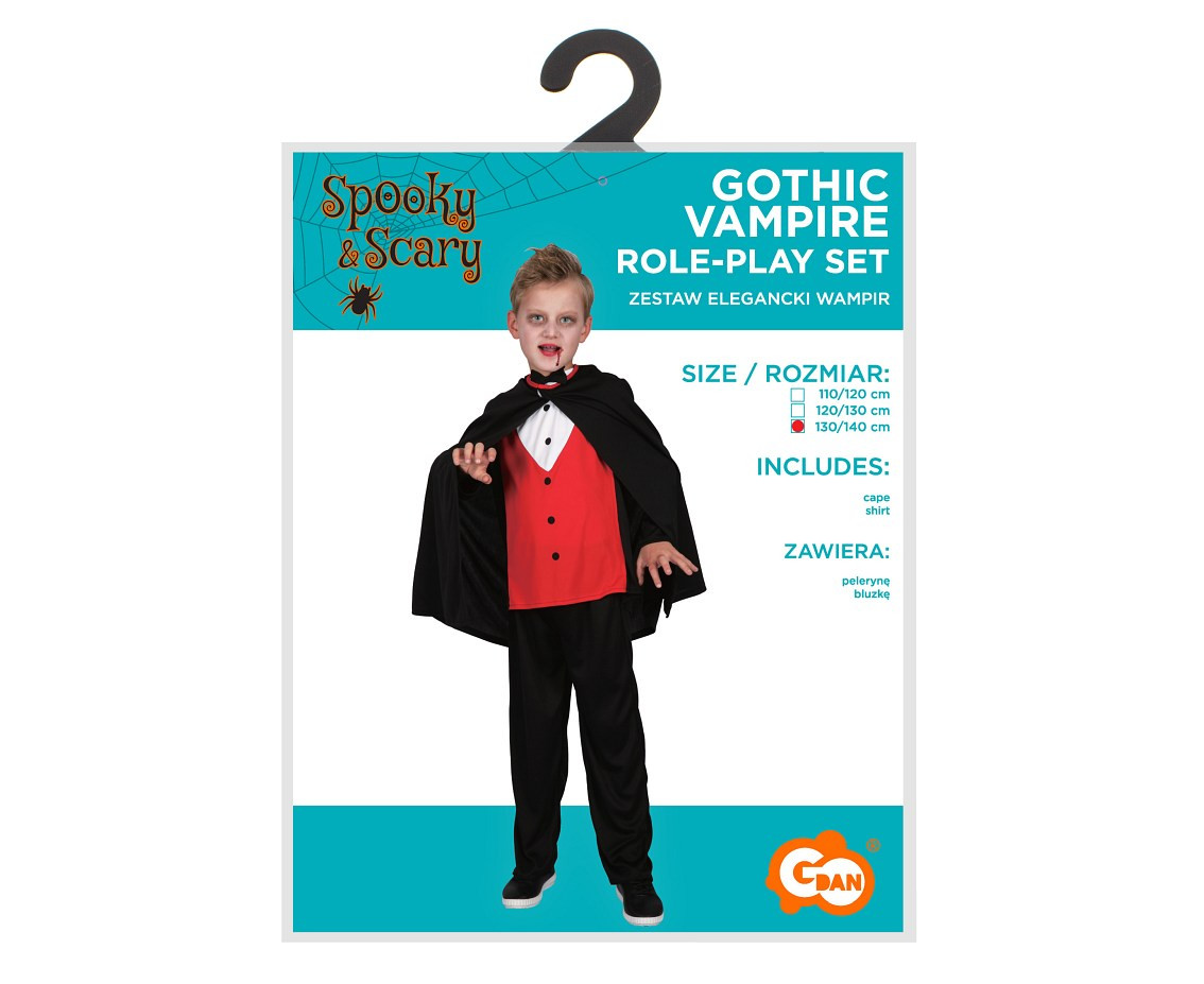 Role play-set for kids Gothic Vampire (cape, shirt), size 130/140 cm