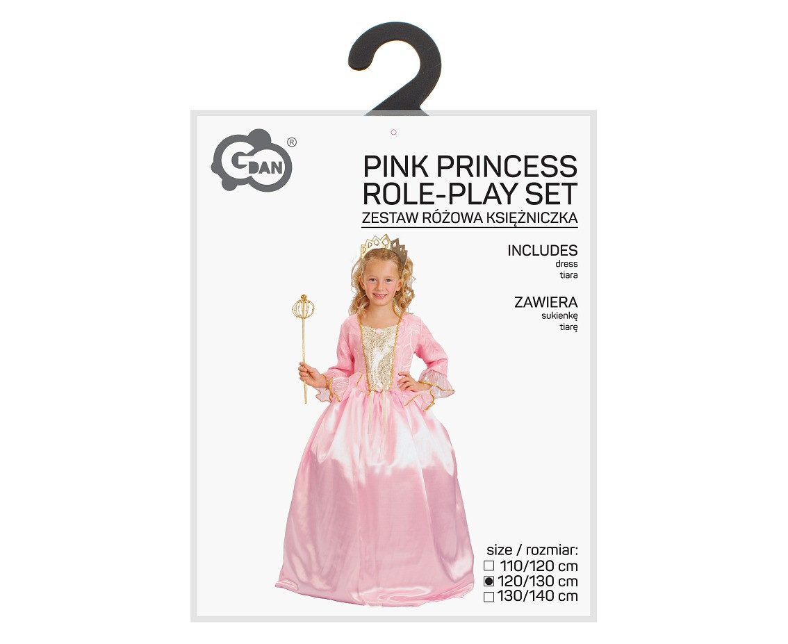 Role play-set for kids Pink Princess (dress, tiara), size 120/130 cm