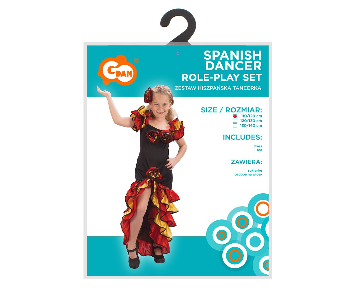 Role play-set for kids Spanish Dancer (dress, hair pin), size 110/120 cm