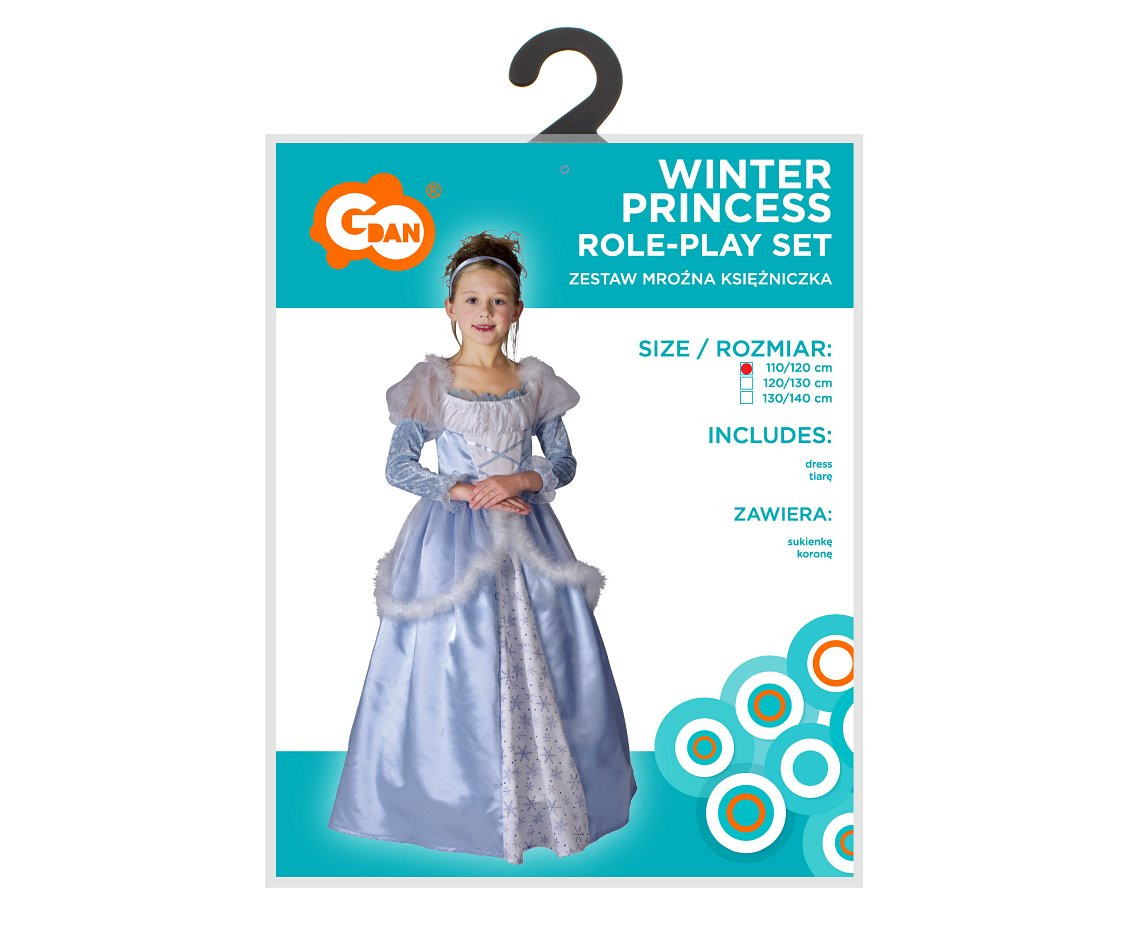 Role play-set for kids Winter Princess (dress, tiara), size 110/120 cm EOL
