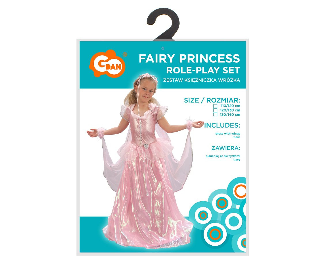 Role play-set for kids Fairy Princess (dress with wings, tiara), size 120/130 cm