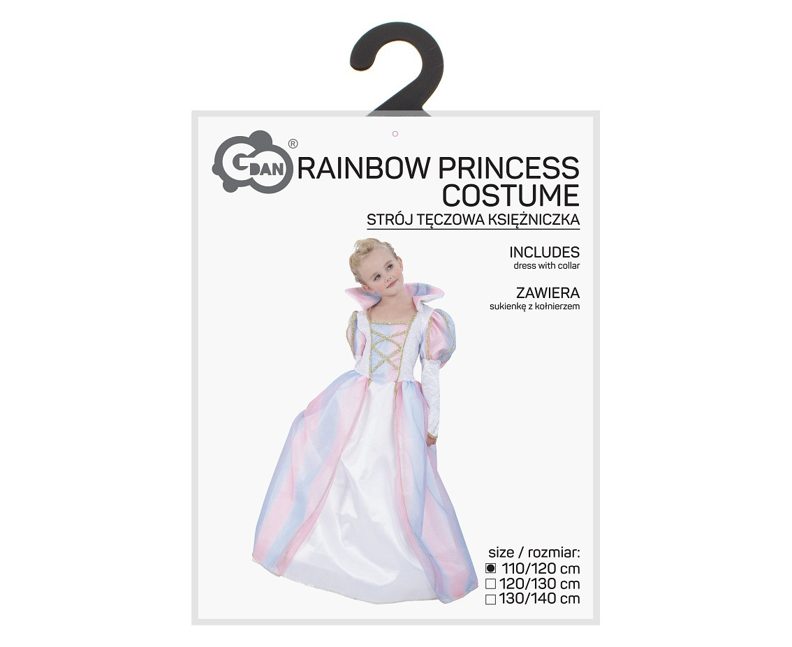 Costume for kids Rainbow Princess (dress with collar), size 110/120 cm