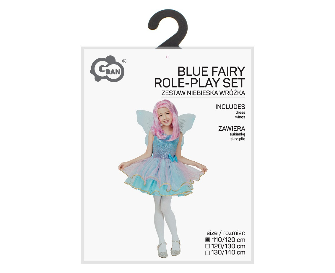 Role play-set for kids Blue Fairy (dress, wings), size 110/120 cm