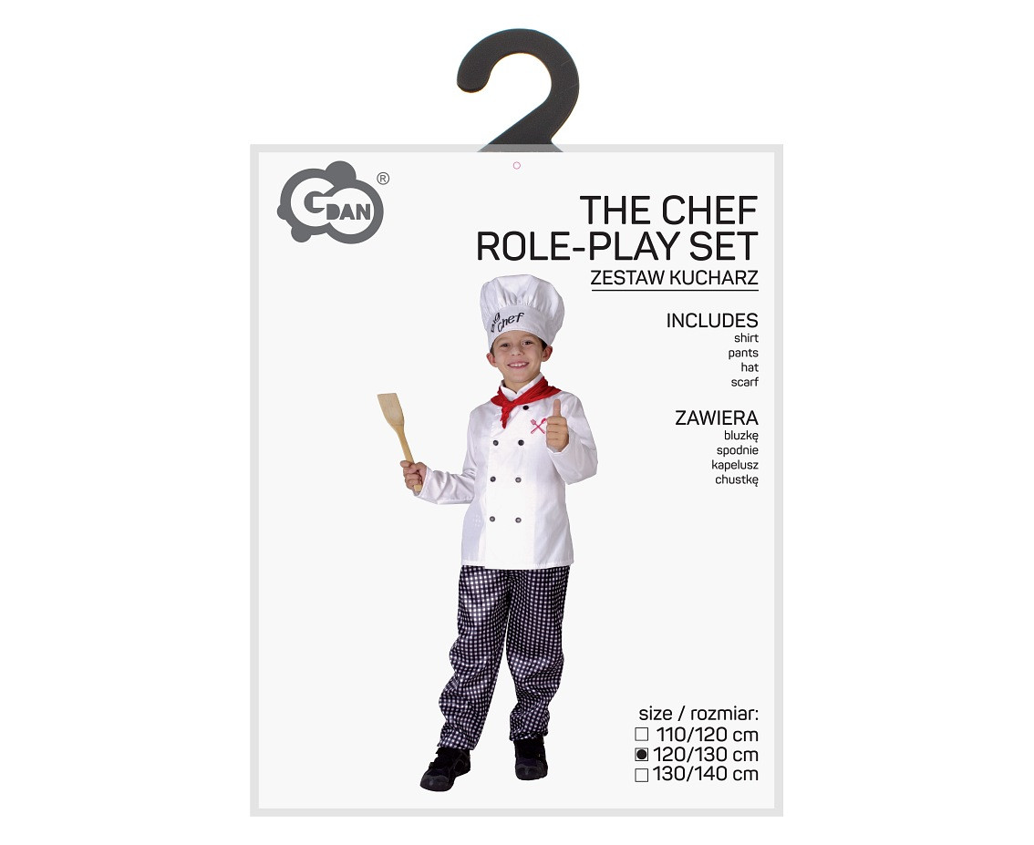 Role play-set for kids The Chef (shirt, pants, hat, scarf), size 120/130 cm