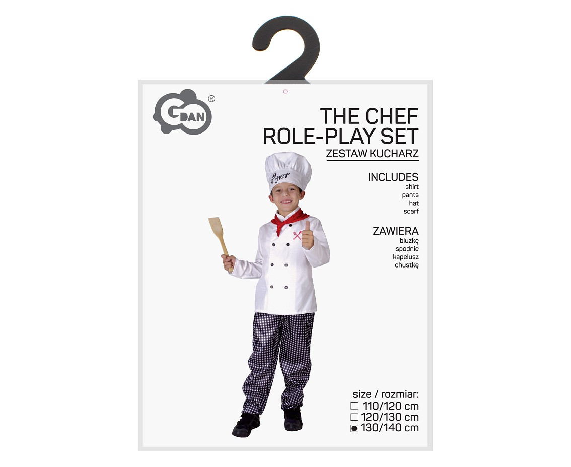 Role play-set for kids The Chef (shirt, pants, hat, scarf), size 130/140 cm