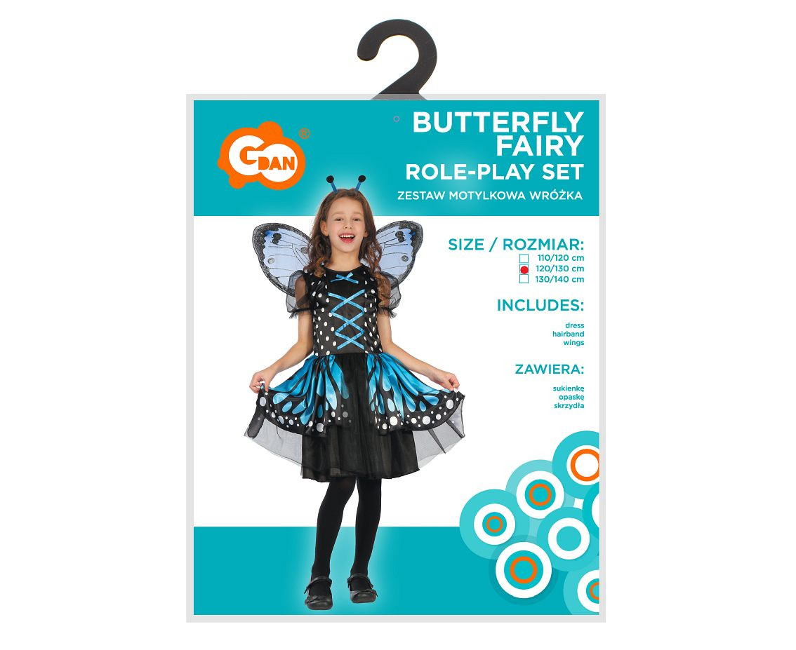Role play-set for kids Butterfly Fairy (dress, hairband, wings), size 120/130 cm