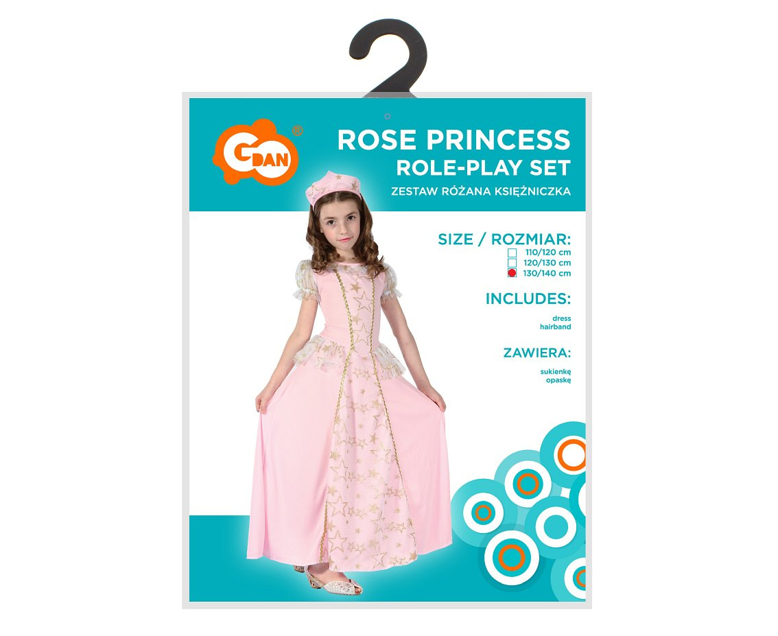 Role play-set for kids Rose Princess (dress, hairband), size 130/140 cm