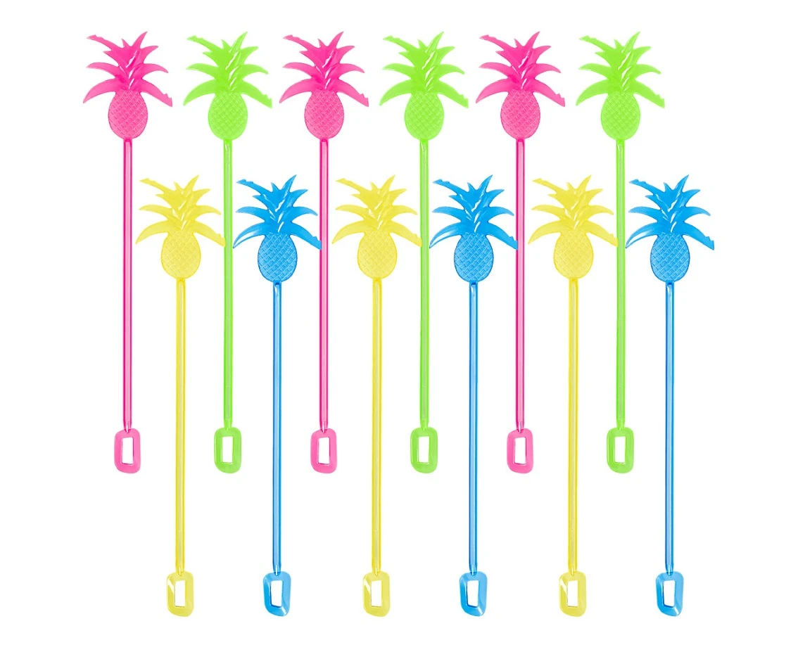 Plastic stirrer Pineapple ,4 colors, 23,5 cm, 12 pcs