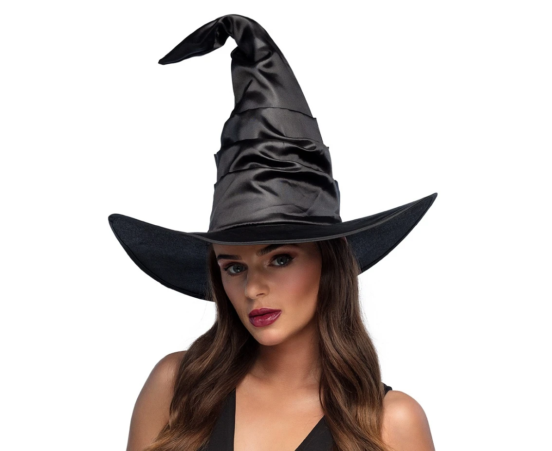 Hat satin Witch Salina, black
