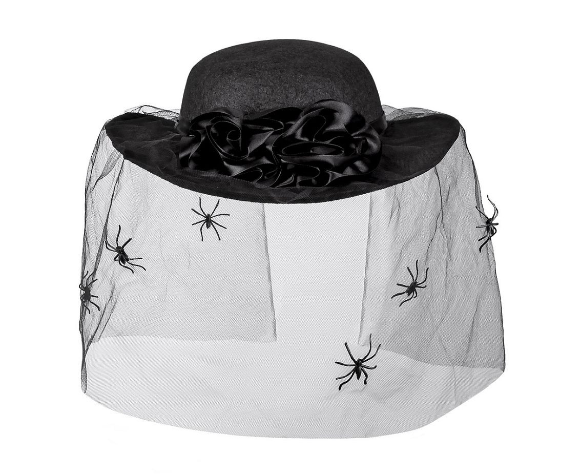 Hat Spider widow with veil, black