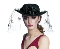 Hat Spider widow with veil, black