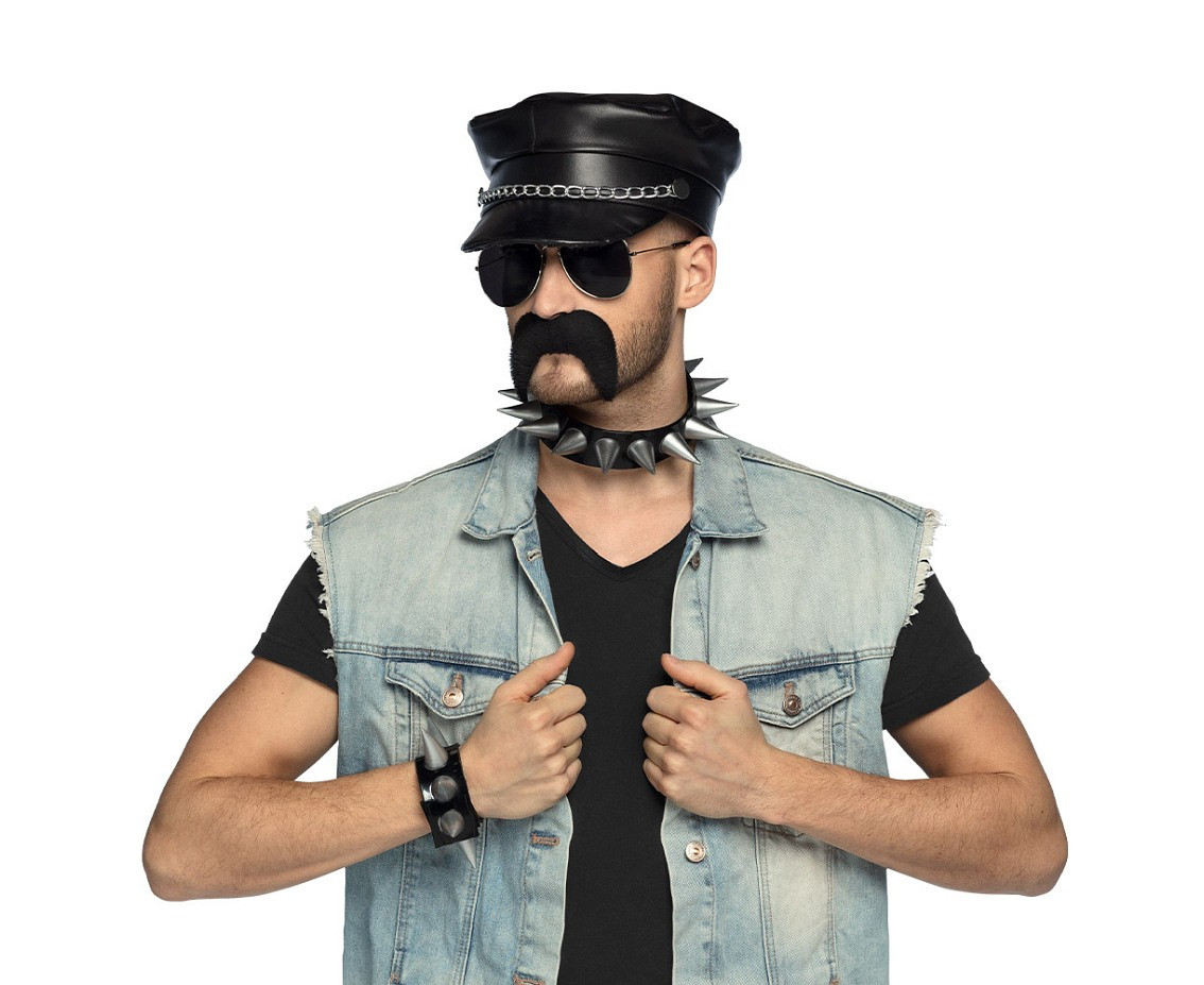 Set Rocker (cap, party glasses, necklace, bracelet and moustache)