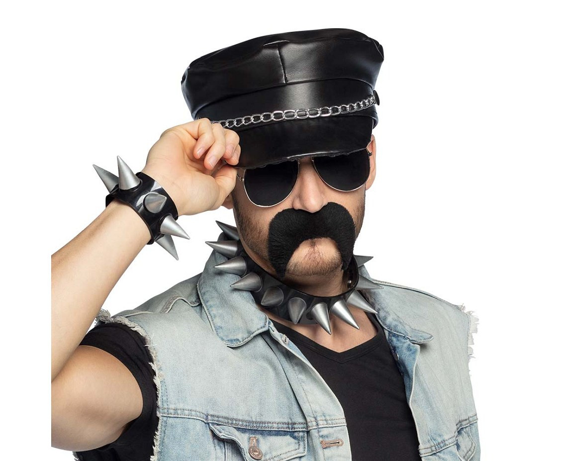 Set Rocker (cap, party glasses, necklace, bracelet and moustache)