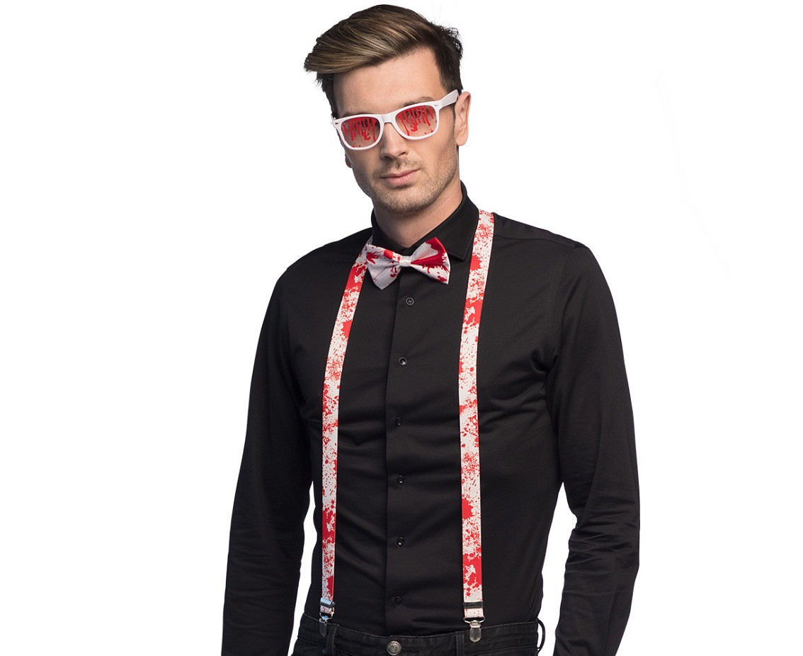 Accessory set Bloody (party glasses, bow tie and suspenders)