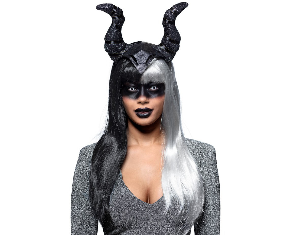Wig Evil temptress black-white