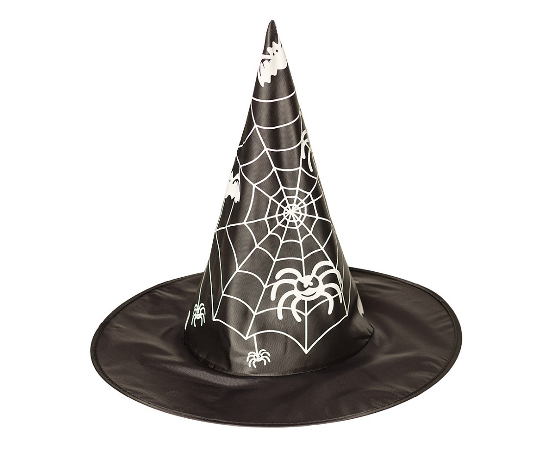 Hat Witch , black with spider web, 1 pc