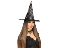 Hat Witch , black with spider web, 1 pc