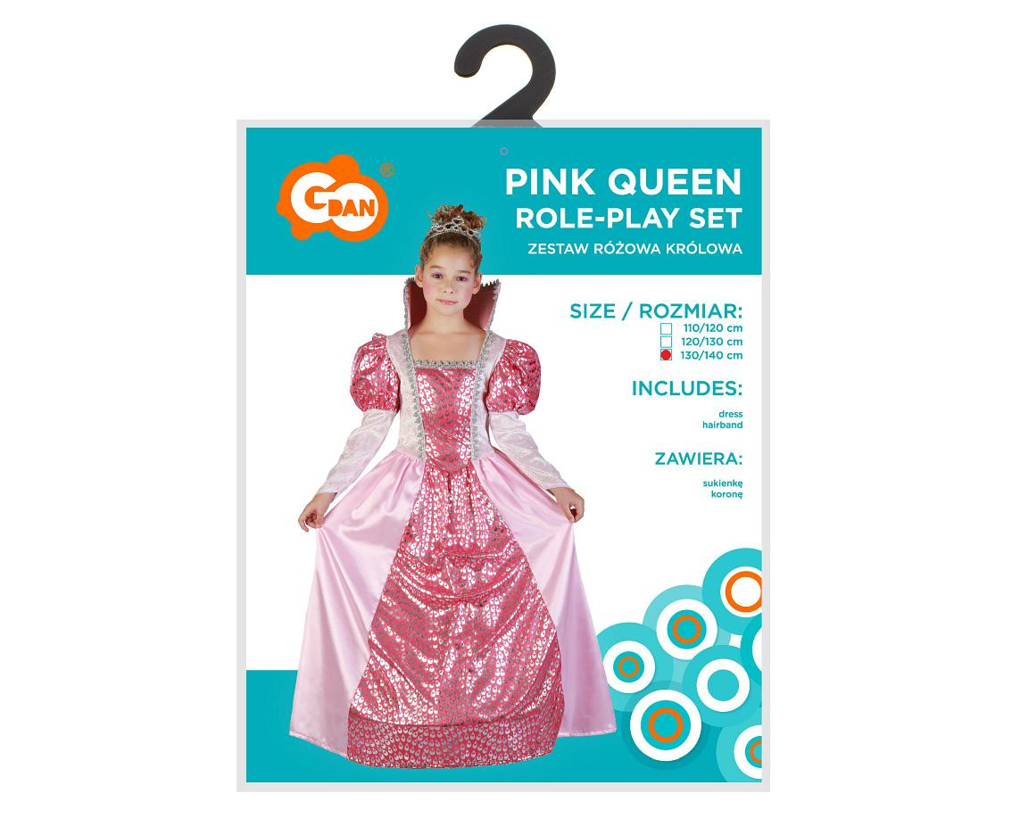 Role play-set for kids Pink Queen (dress, hairband), size 130/140 cm