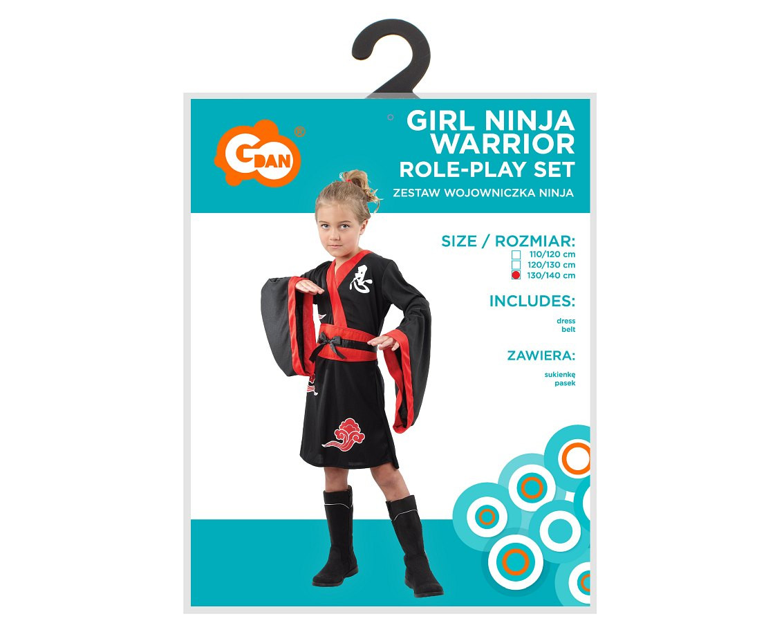Role play-set for kids Girl Ninja Warrior (dress, belt), size 130/140 cm