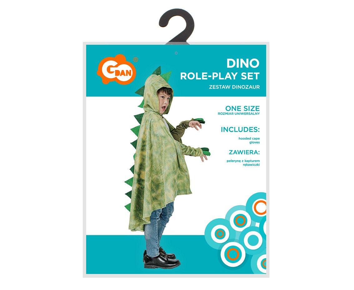 Role play-set for kids Dino (hooded cape, gloves), one size