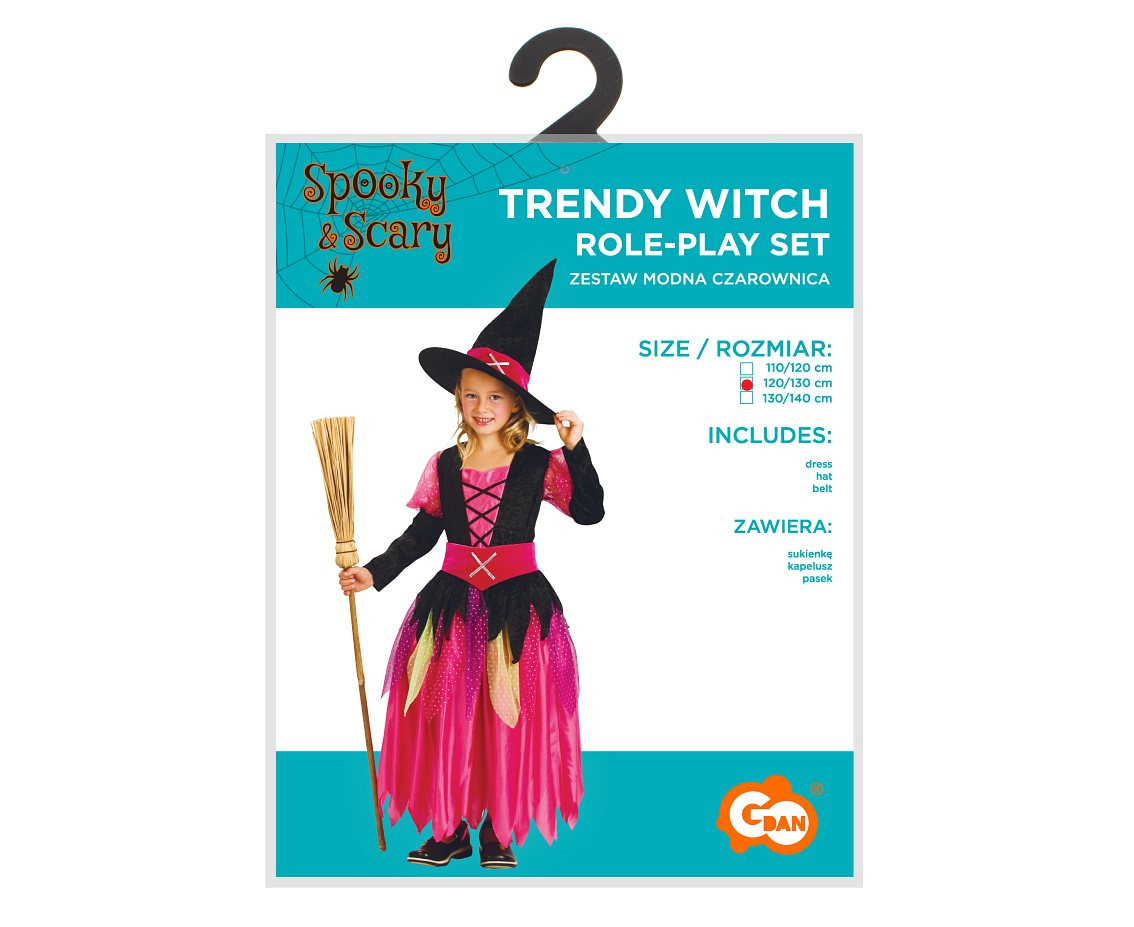 Role play-set for kids Trendy WItch (dress, hat, belt), size 120/130 cm