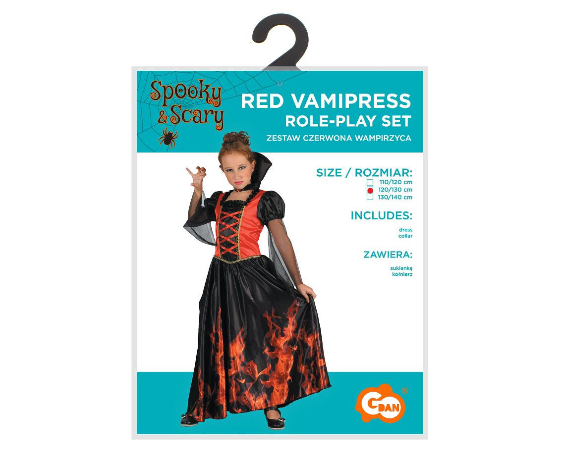 Role play-set for child Red Vamipress (dress, collar), size 120/130 cm