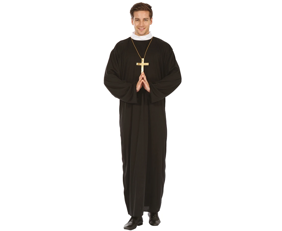 Costume for adult Priest (robe with collar), one size