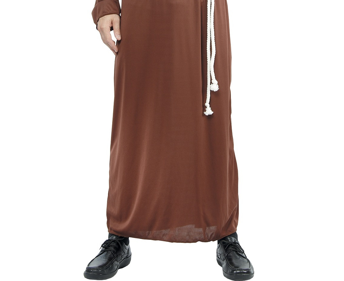Role play-set for adult Monk (hooded robe, belt, cross), one size