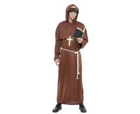 Role play-set for adult Monk (hooded robe, belt, cross), one size