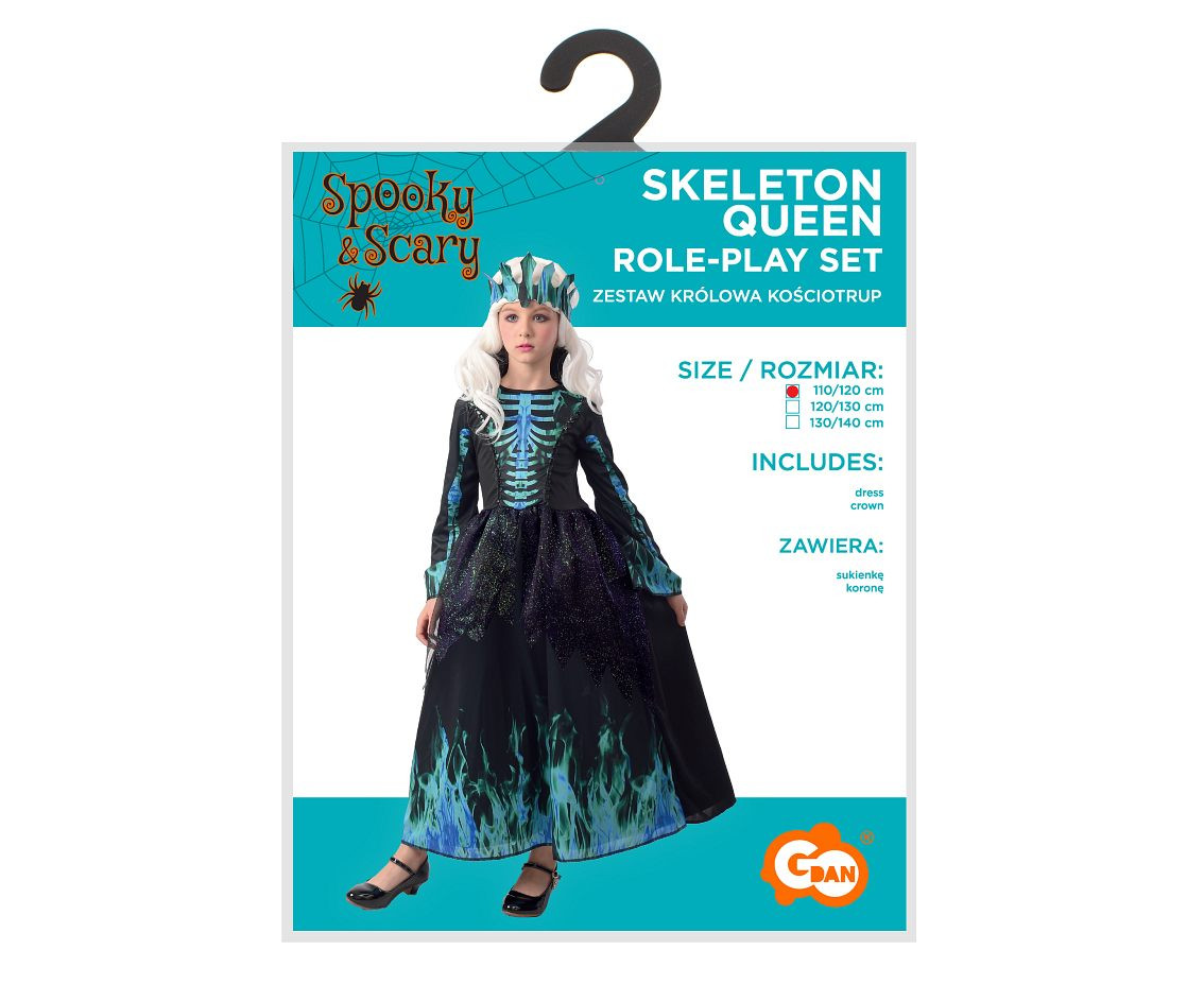 Role play-set for child Skeleton Queen (dress, crown), size 110/120 cm