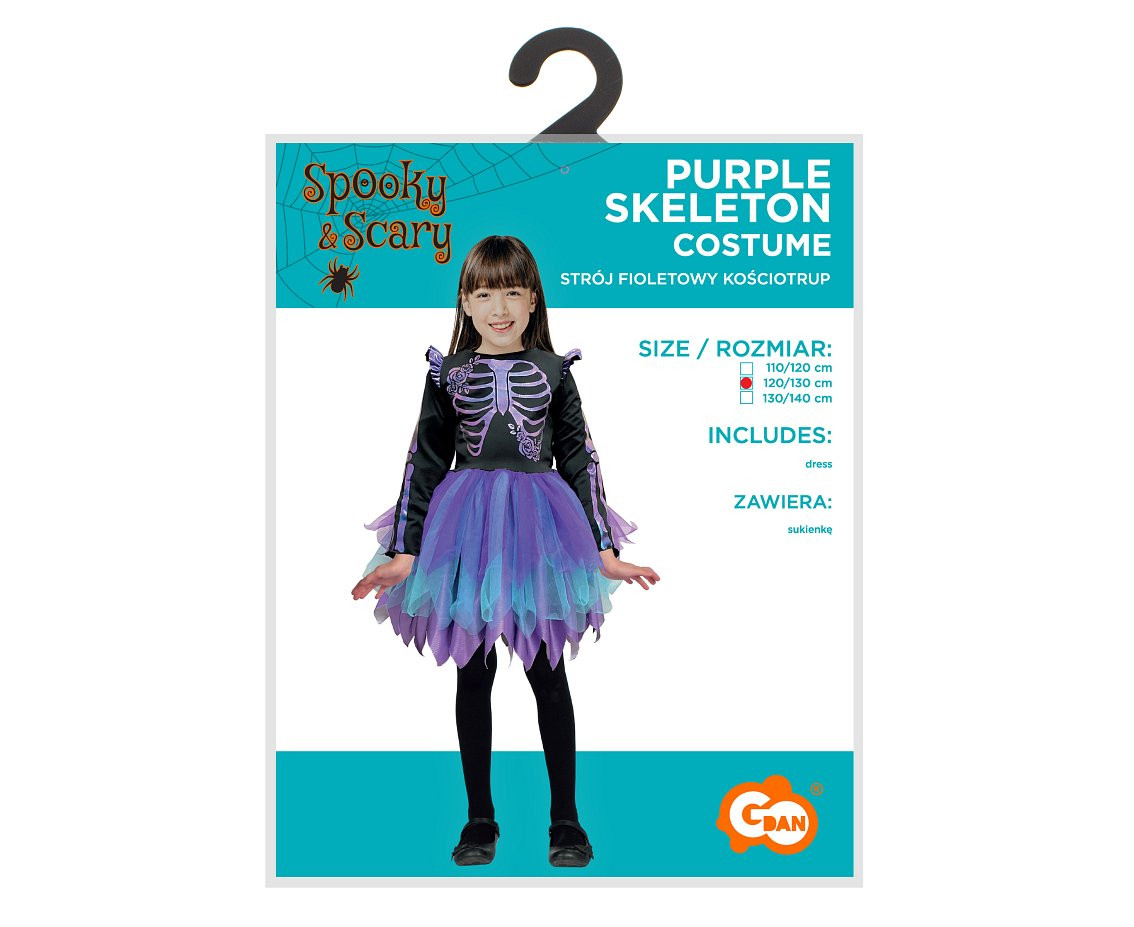 Costume for child Purple Skeleton (dress), size 120/130 cm