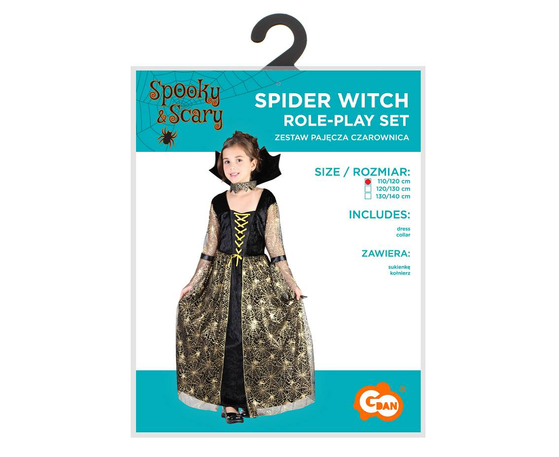 Role play-set for child Spider Witch (dress, collar), size 110/120 cm EOL